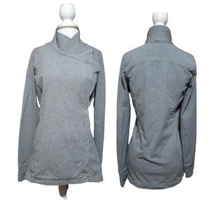 Lululemon Women's Coast Wrap II Heather Gray Long Sleeves Button Close Sz 4